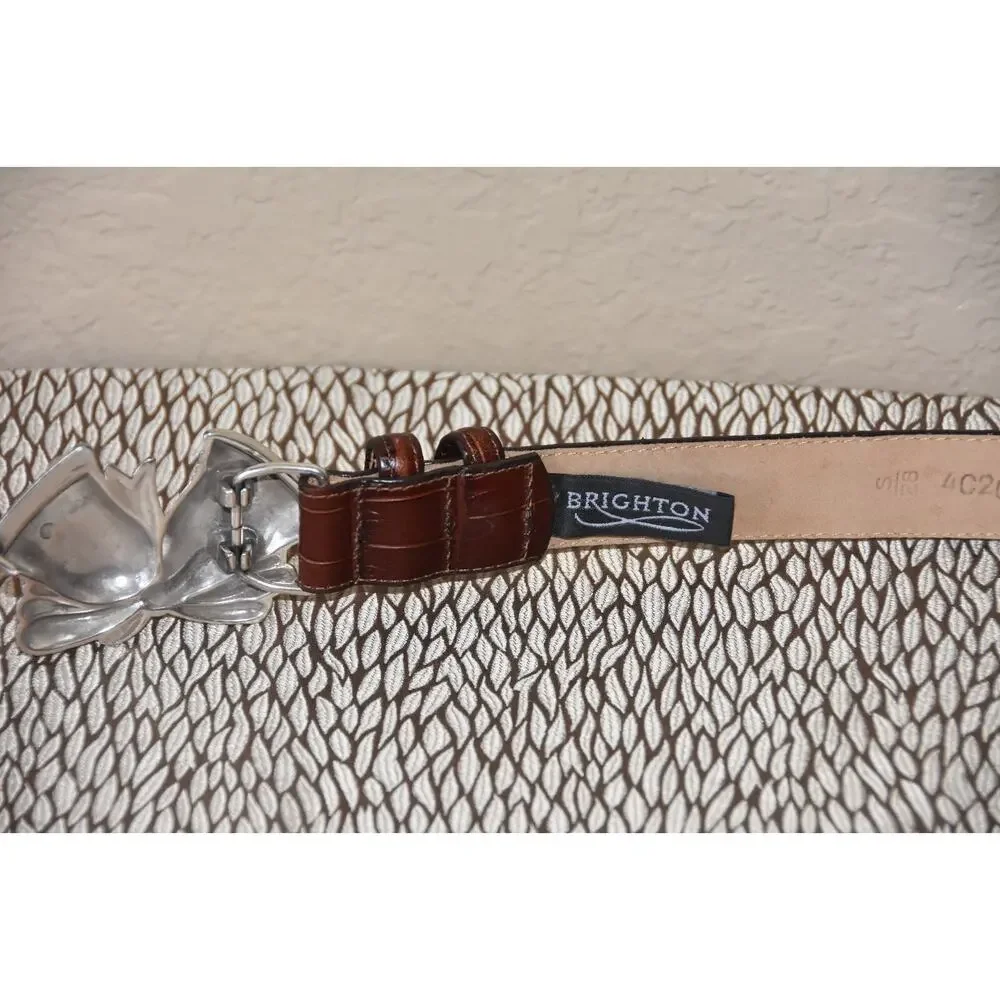 Brighton Holiday Signature Series 1998 Brown Leather Snake Print Belt Size 28